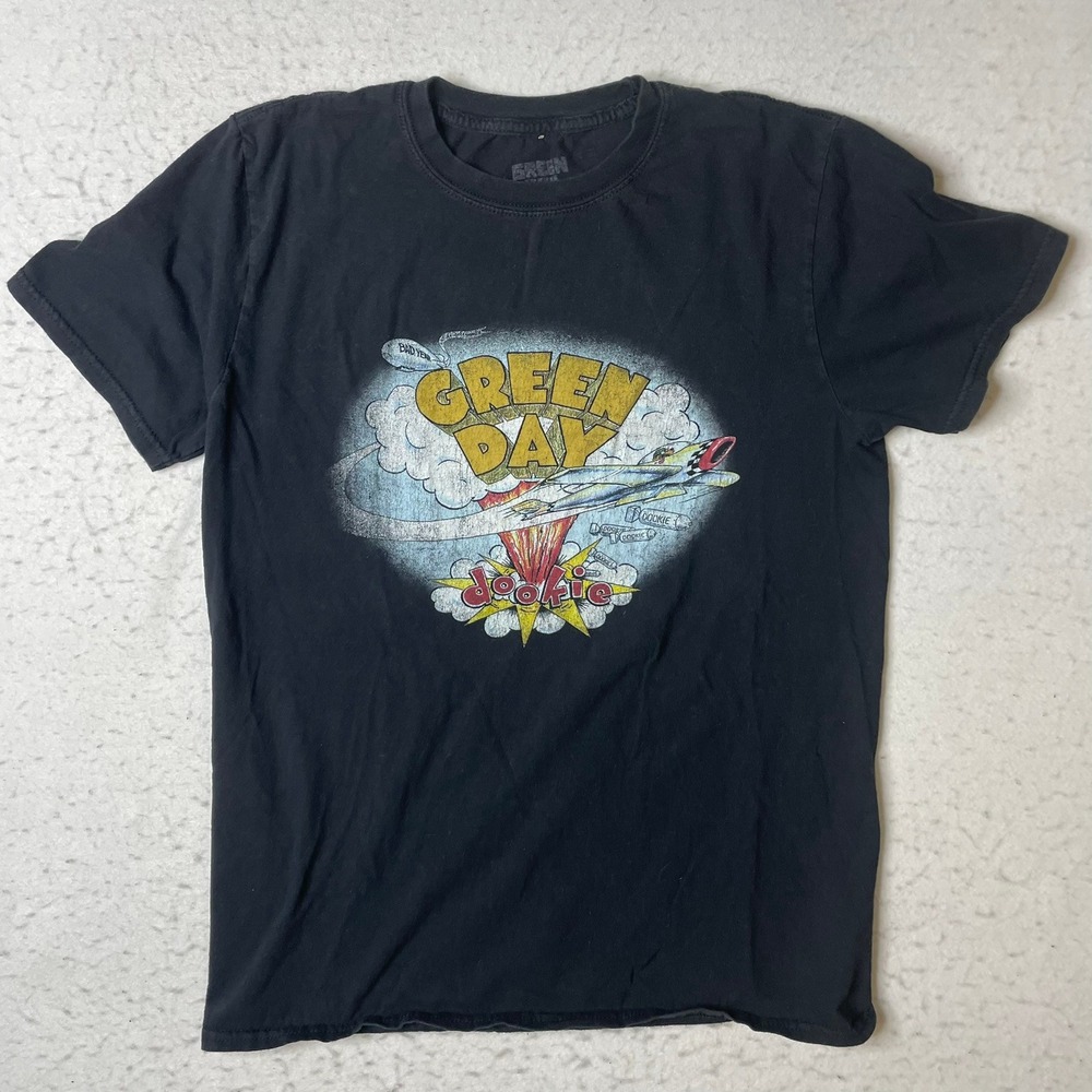 Green‎ Day Dookie Graphic T-Shirt Mens Medium Black Short Sleeve Rock Band Tee